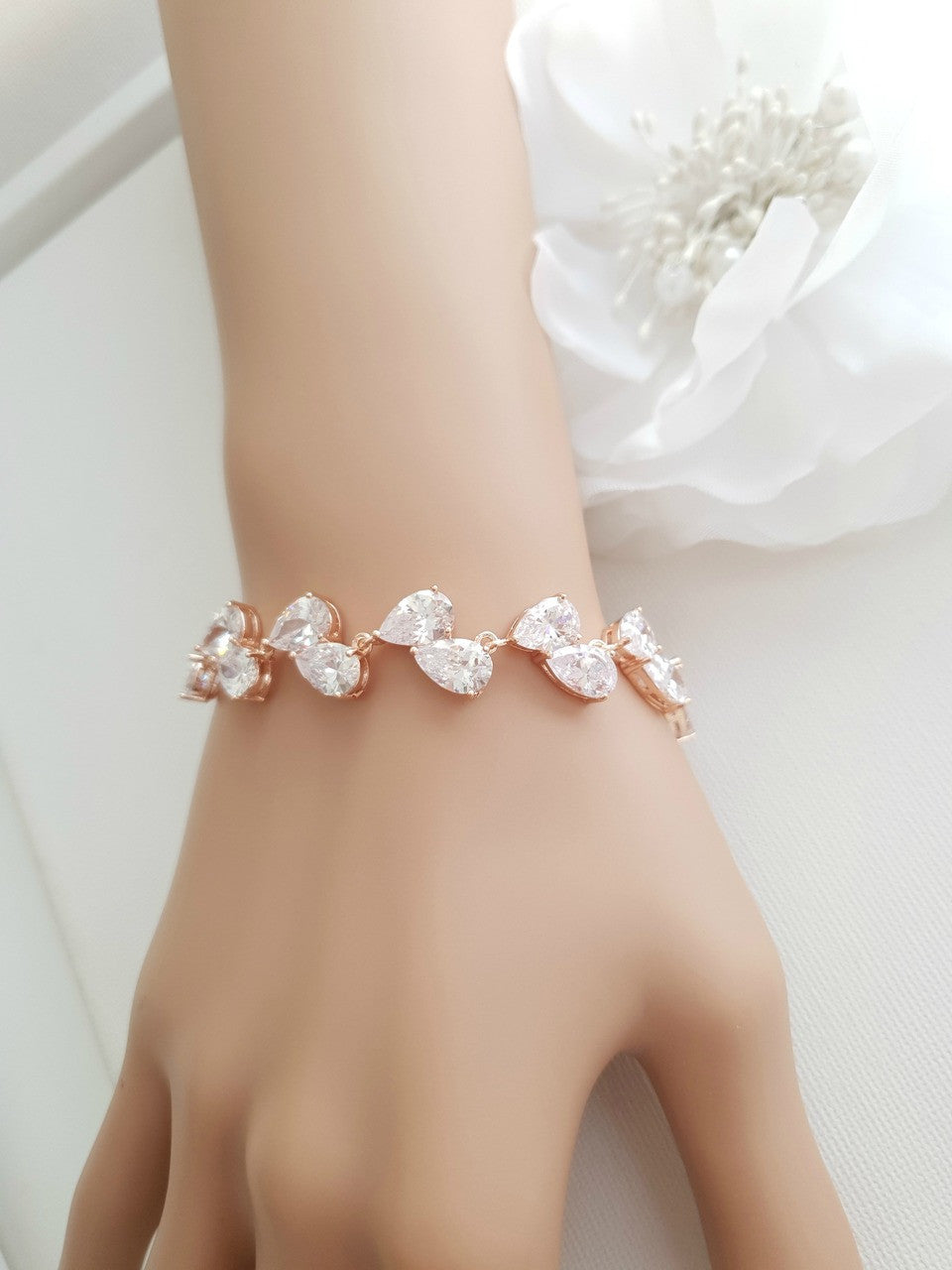 Cubic Zirconia Teardrop Bracelets- Clara