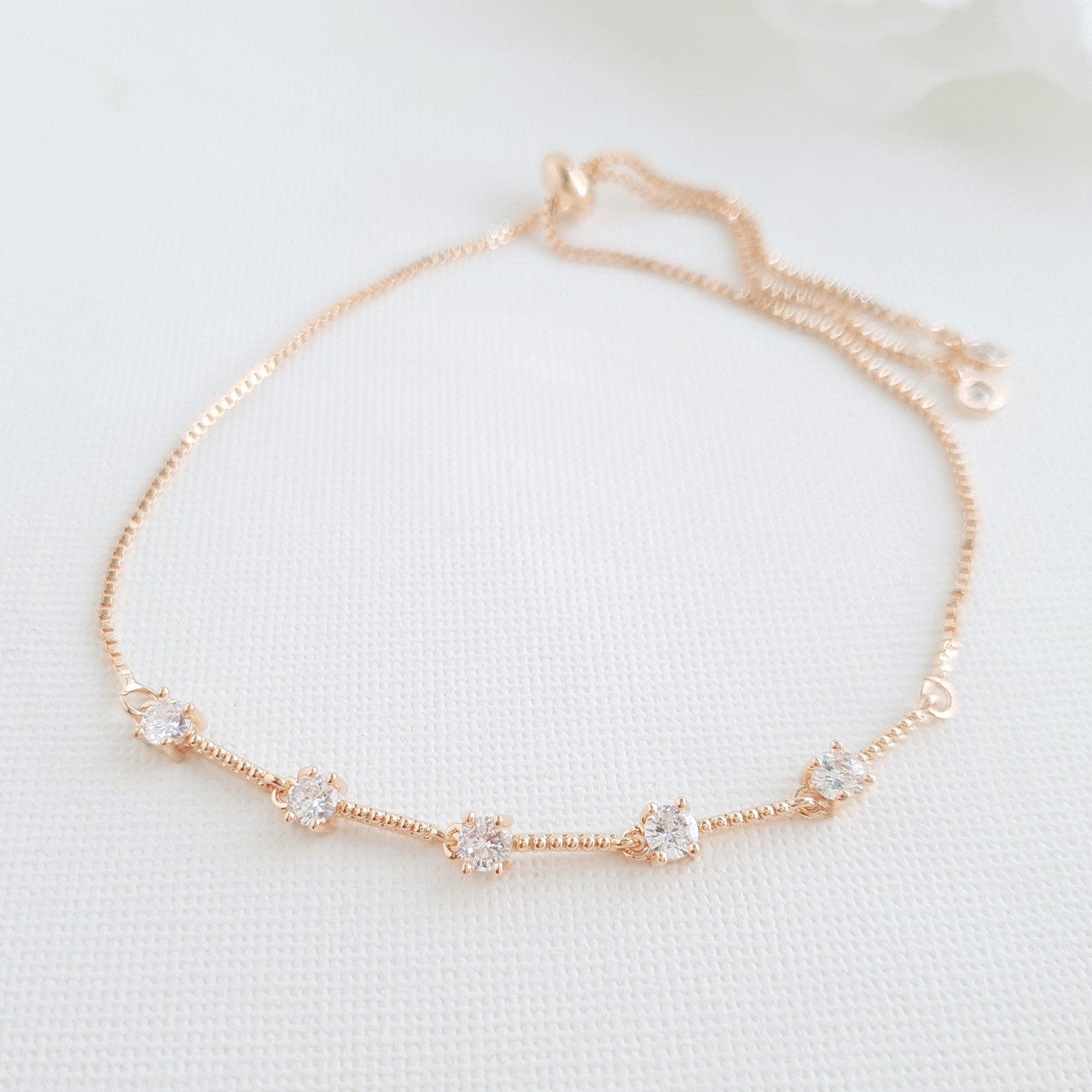 Delicate Wedding Bracelet in Rose Gold for Brides & Bridesmaids- Ginger