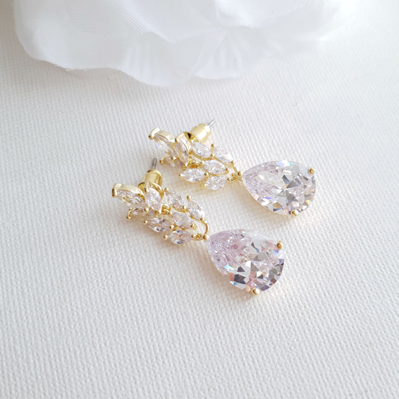 Gold Leaf Drop Earrings- Willow