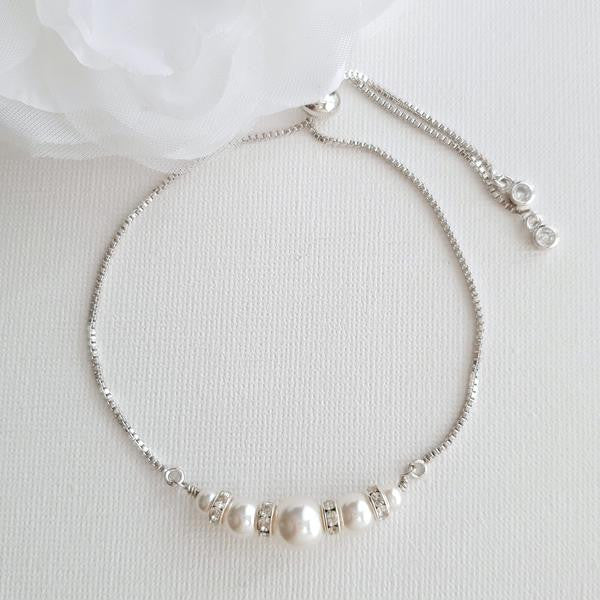 Pearl Bridal Bracelet Silver- Ava