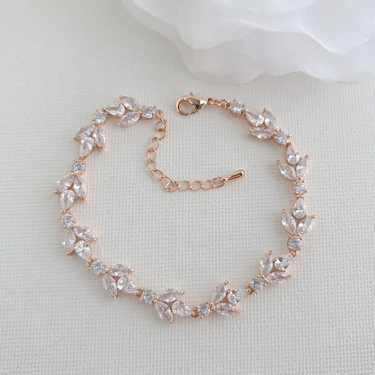 Simple Rose Gold Wedding Jewellery Set for The Bride-Anya