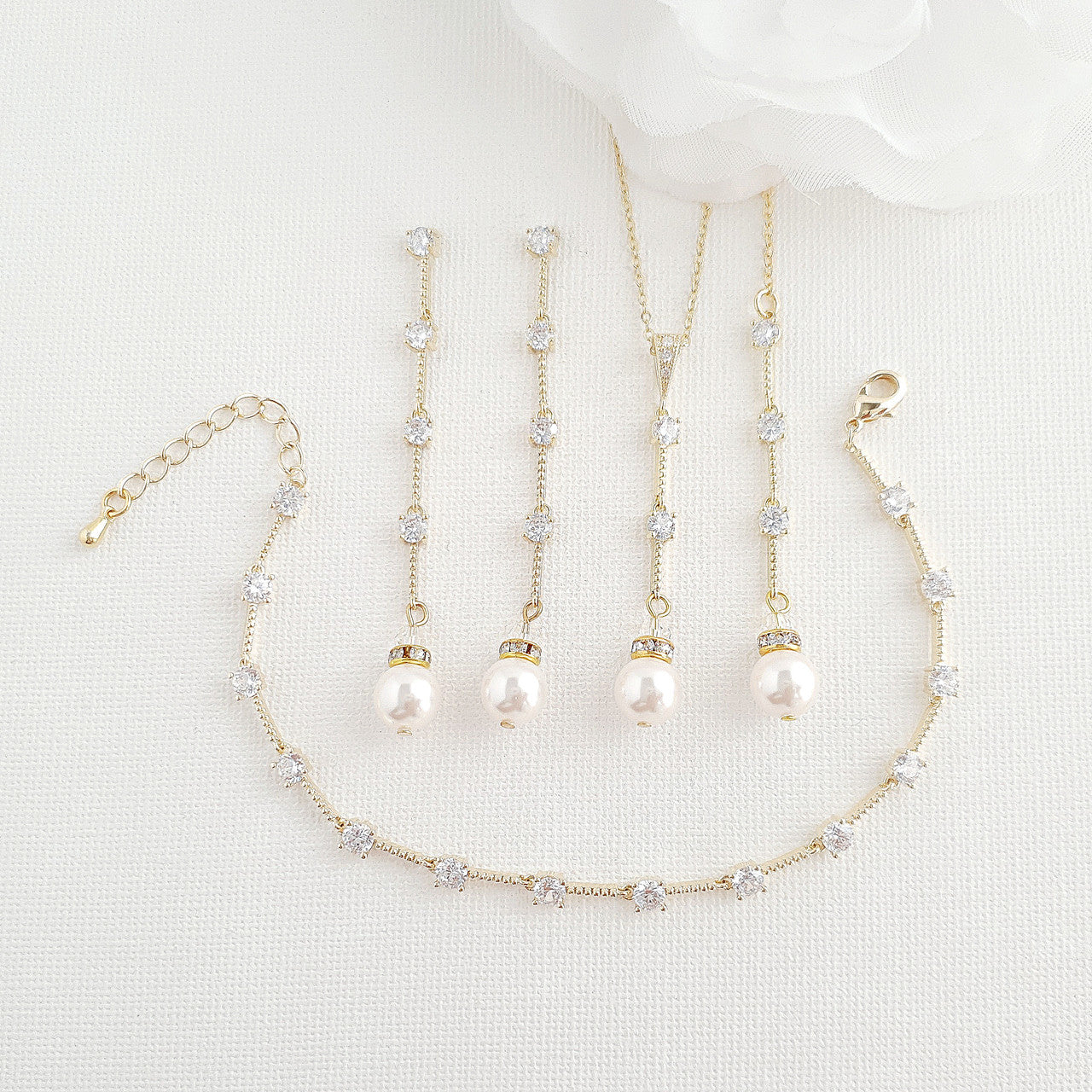 Minimal Pearl Jewellery Set for Weddings-Ginger