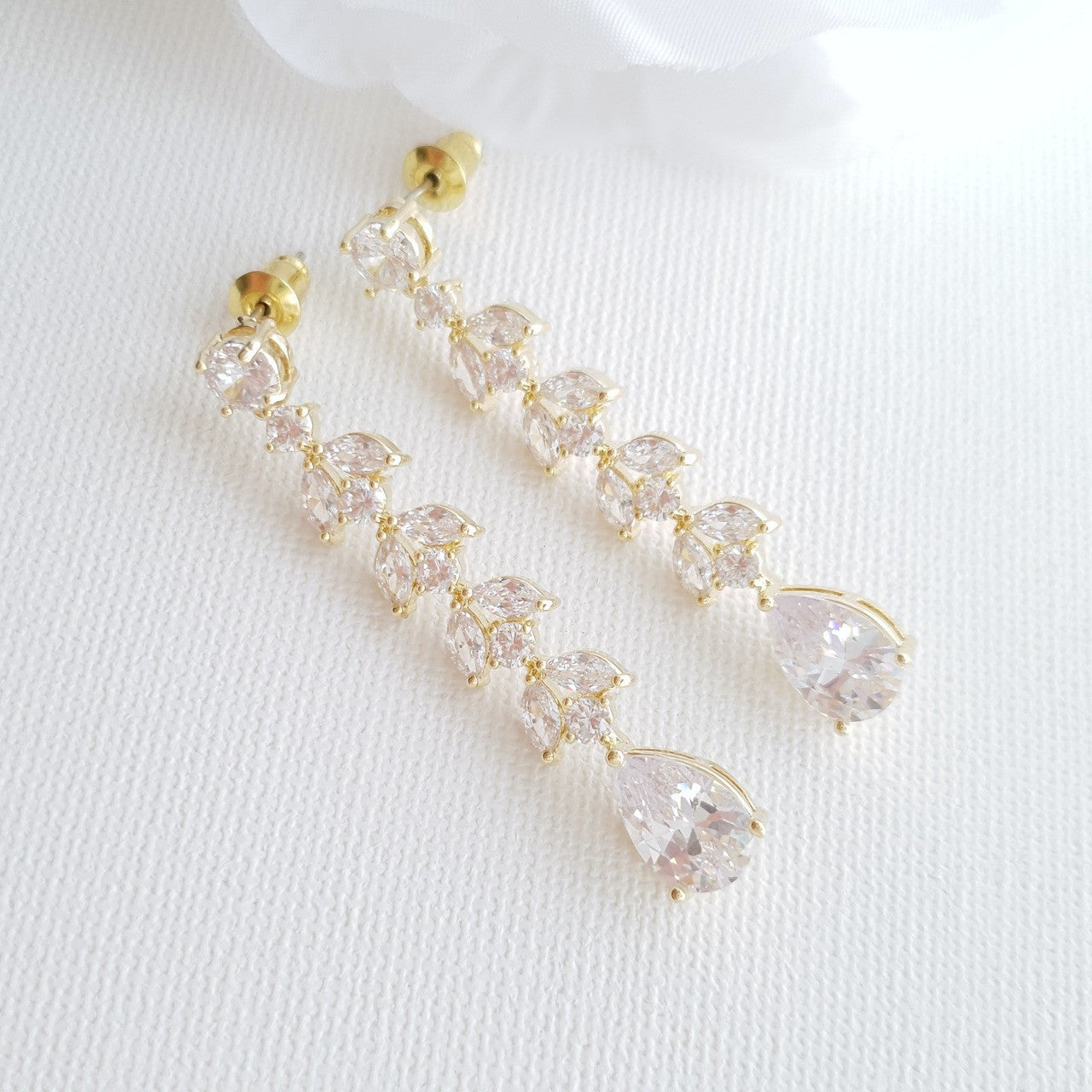 Marquise Crystal Earrings in Gold- Kira