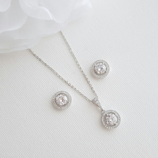 Silver Cubic Zirconia Wedding Jewelry Set-Denise