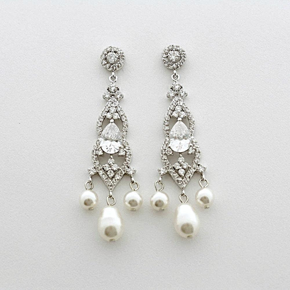 Elegant Bridal Chandelier Earrings-Laura