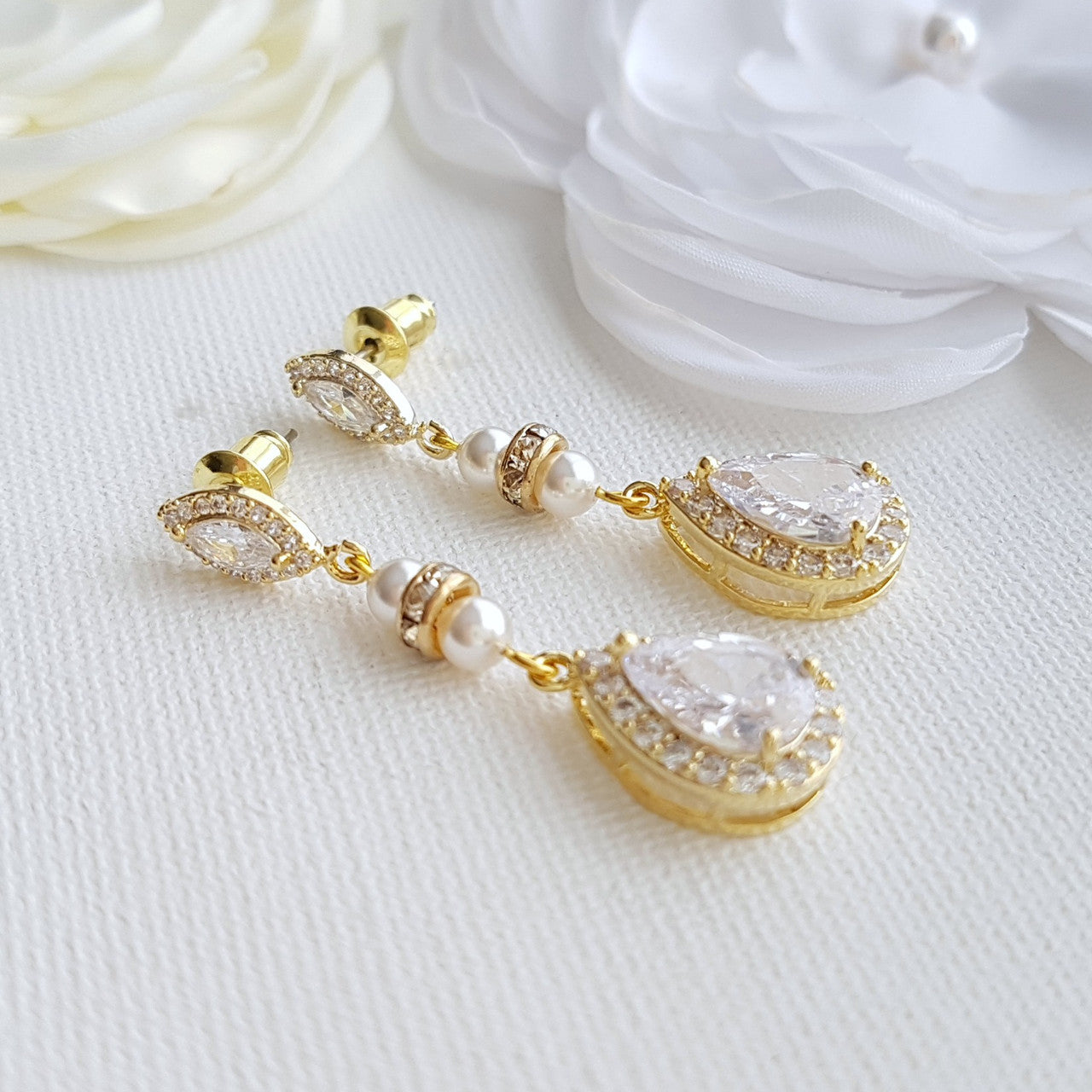 Rose Gold Drop Earrings for Bridesmaids & Weddings-Ella