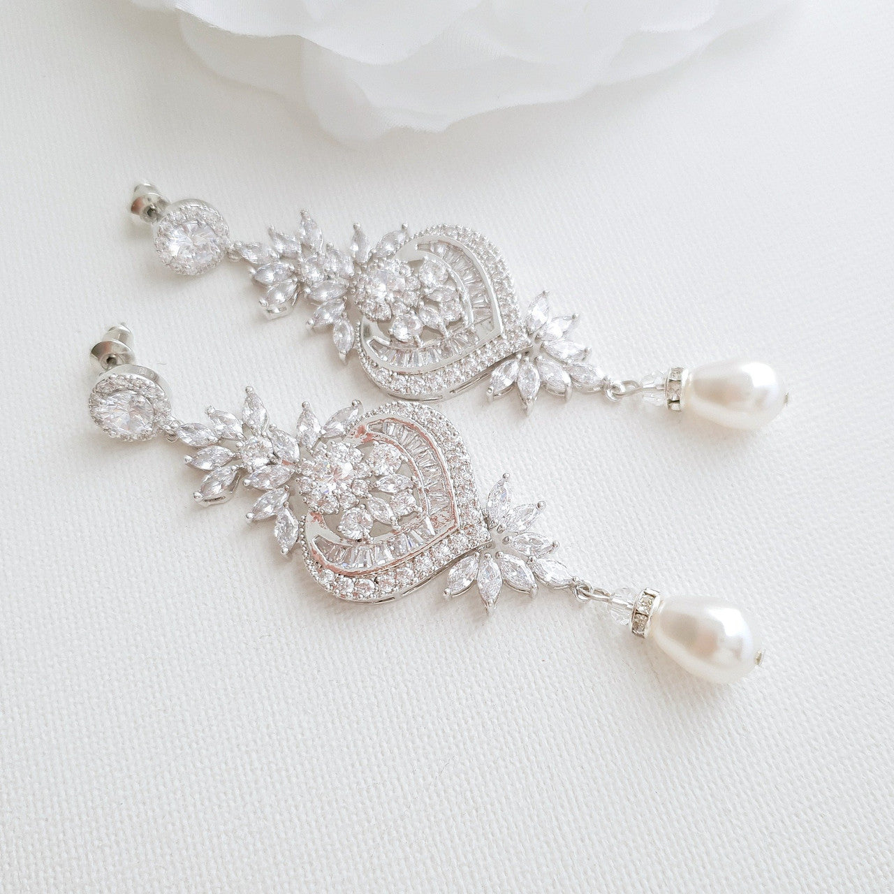 Statement Bridal Earrings In CZ Crystals for Weddings- Poetry Designs