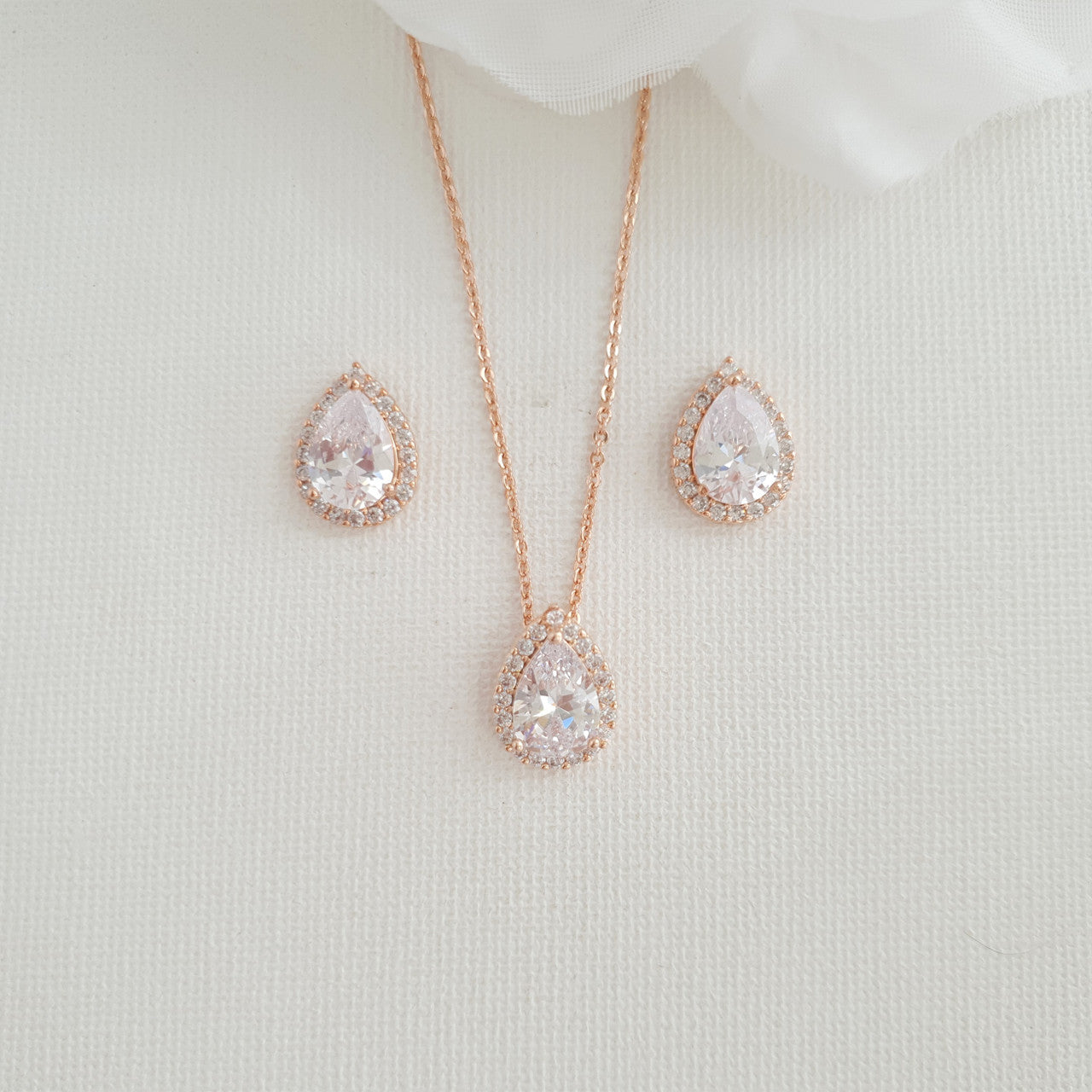 Bridal Stud Earrings Necklace Bracelet Set-Emma