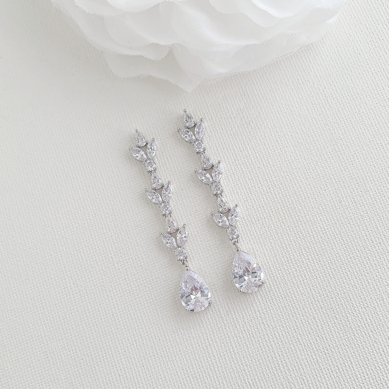 Bride Earrings in Light Gold for Wedding-Anya