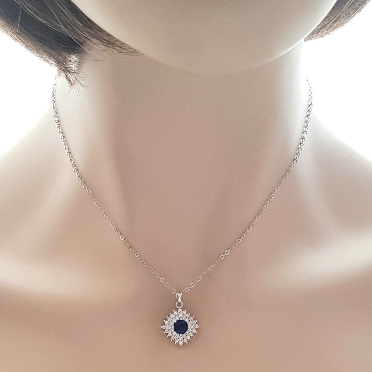 Blue and Silver Rhombus Pendant- Bright Blue