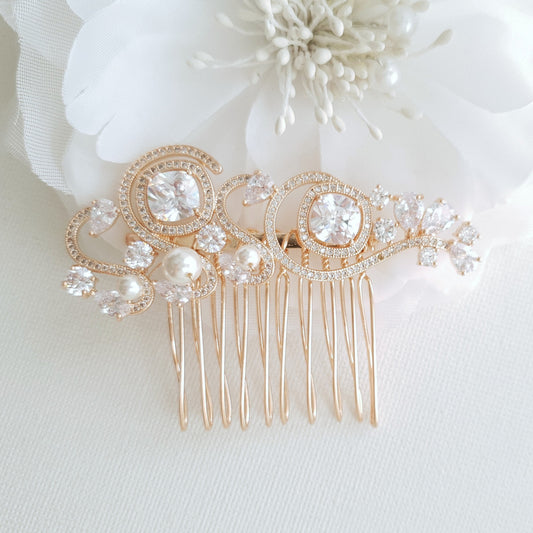 Small Light Gold Colour Wedding Hair Comb- Casey