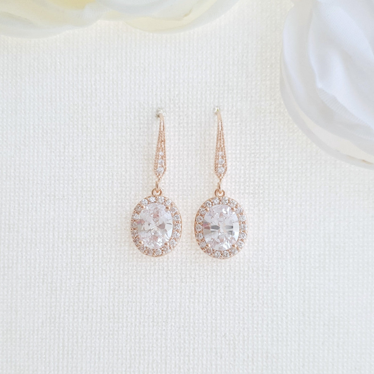 Small Rose Gold Dangle Earring Jewelry for Brides Bridal Party