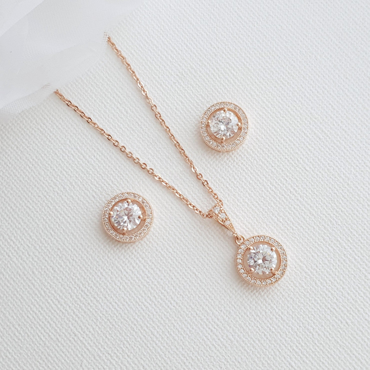 Rose Gold Wedding Day Jewelry Set- Denise