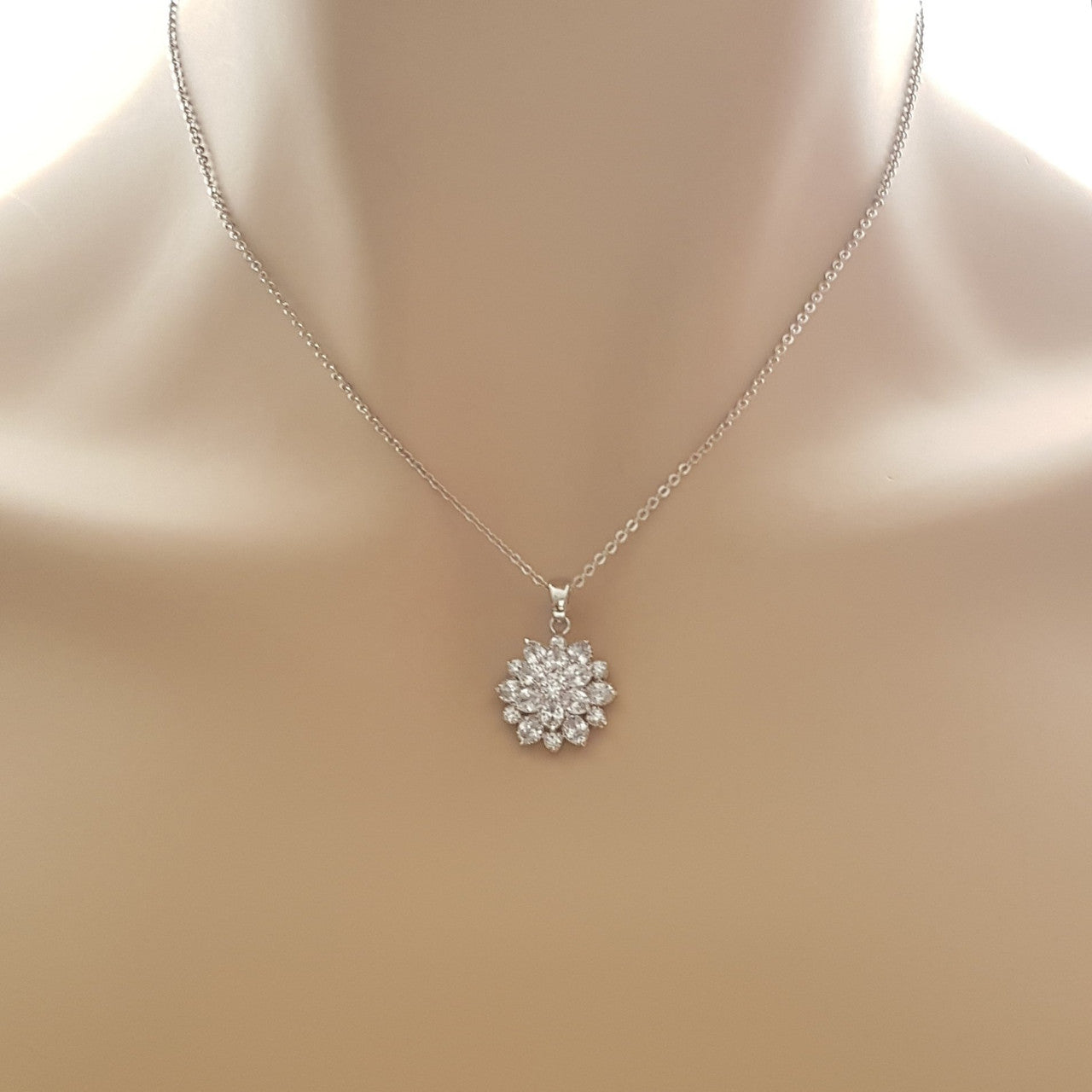 Flower Pendant Necklace in Silver, Best Gift Idea For Girls