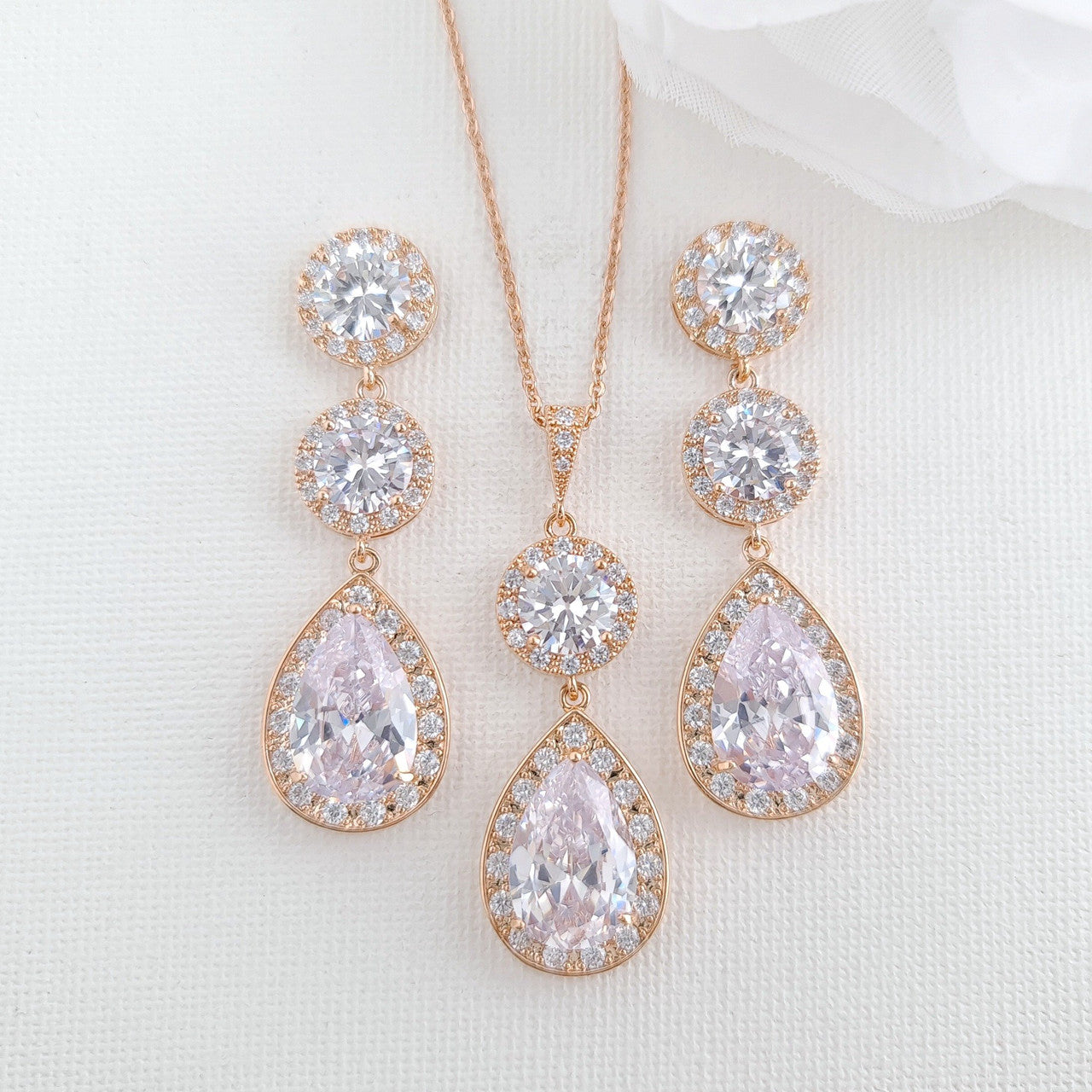 Silver and Cubic Zirconia Bride Jewellery Set- Evita