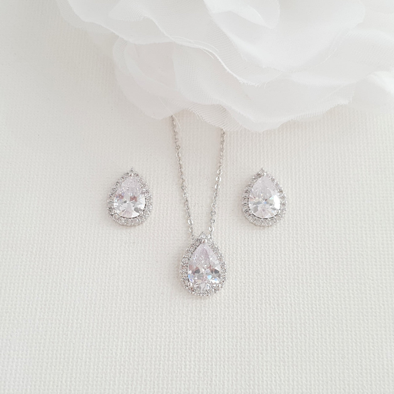 Bridal Stud Earrings Necklace Bracelet Set-Emma