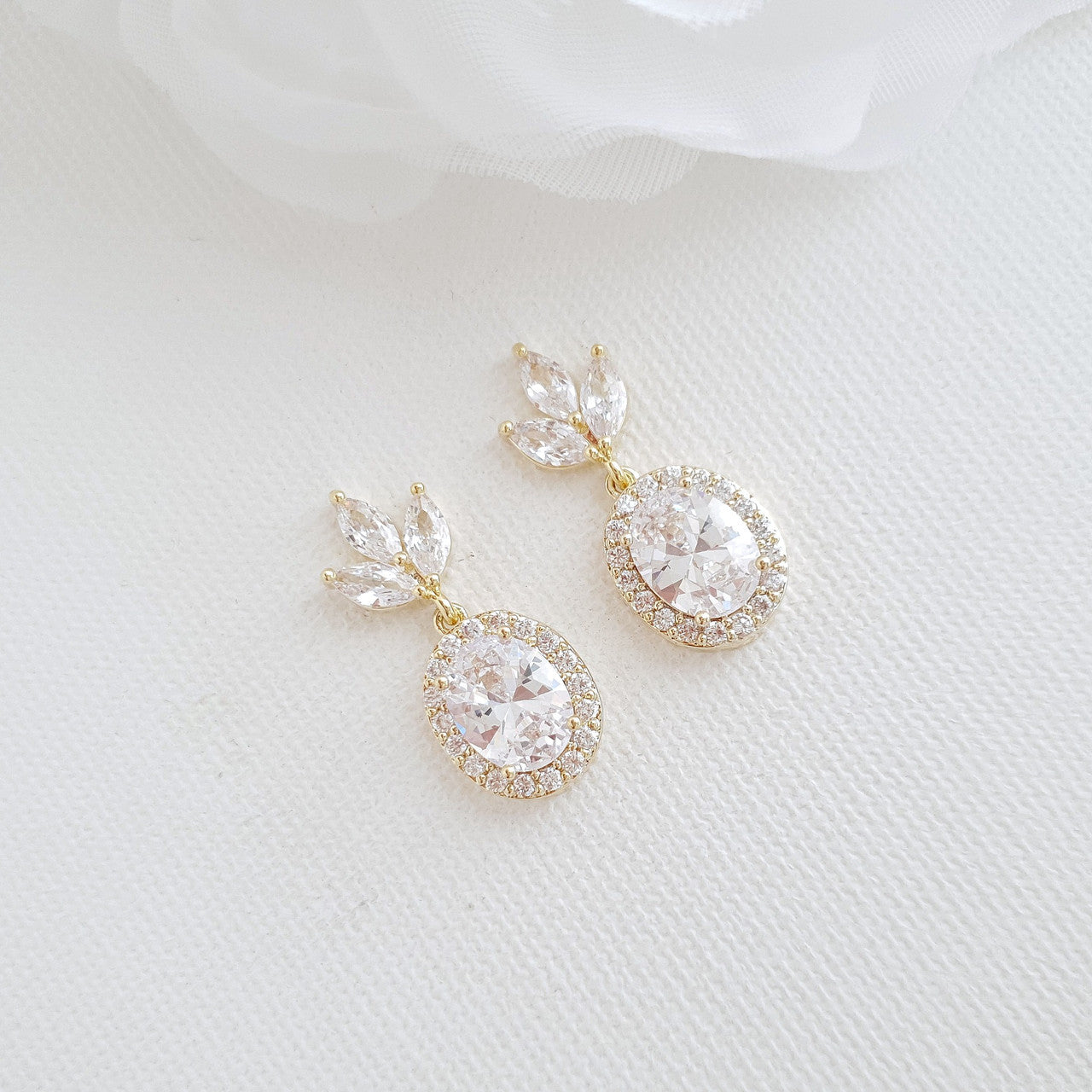 Small Wedding Earrings in Gold- Emily