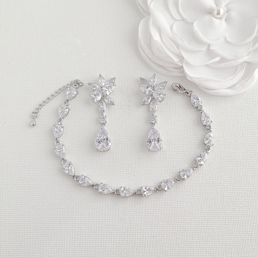 Rose Gold Earrings and Bracelet Set-Ivy