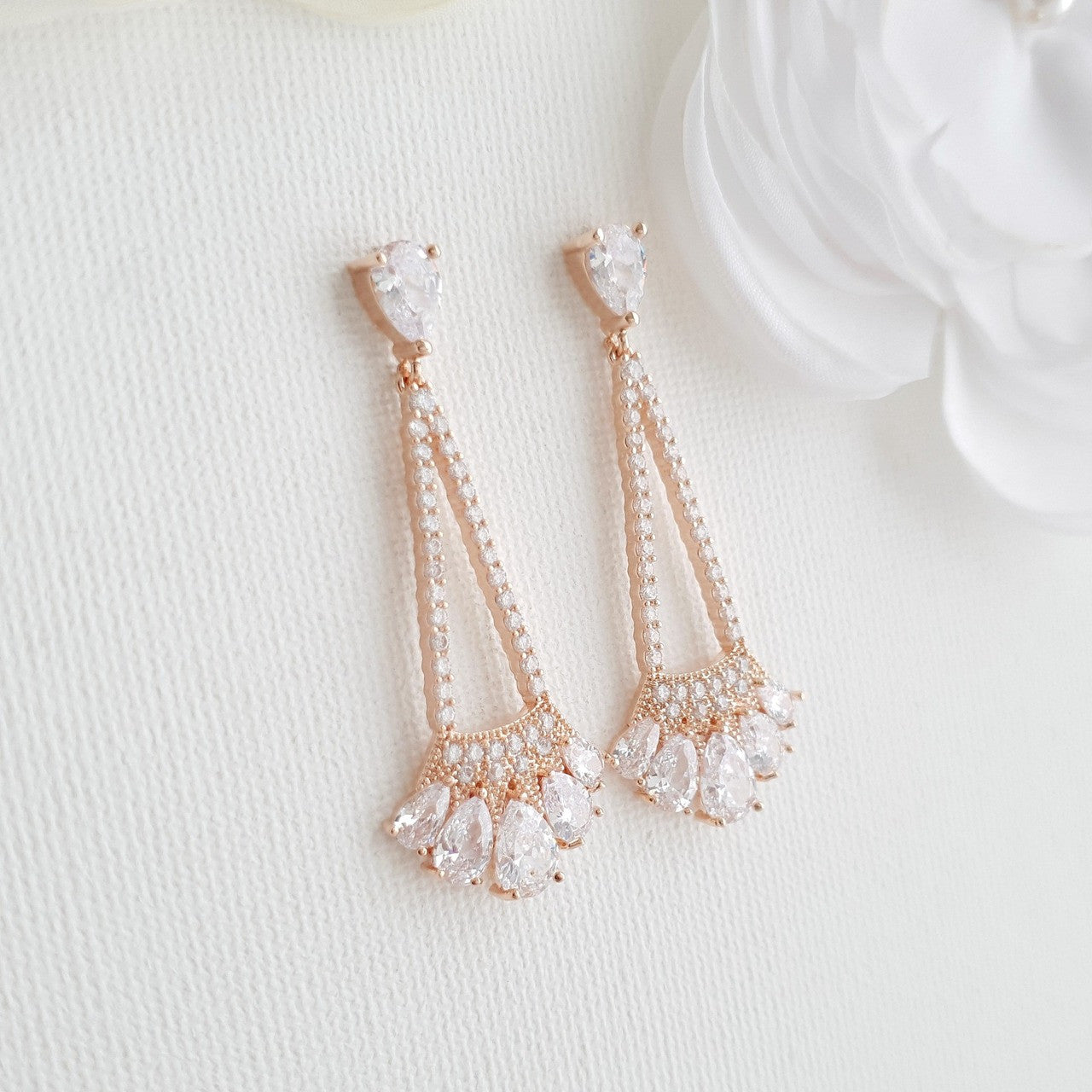 Rose Gold Triangle Dangle Earrings- Sydney