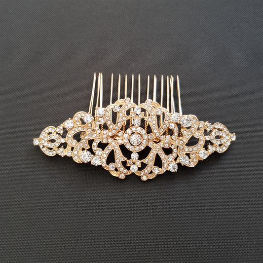 Grand Vintage Gold Hair Comb for A Statement Filigree Heirloom Gowns- Seraphina