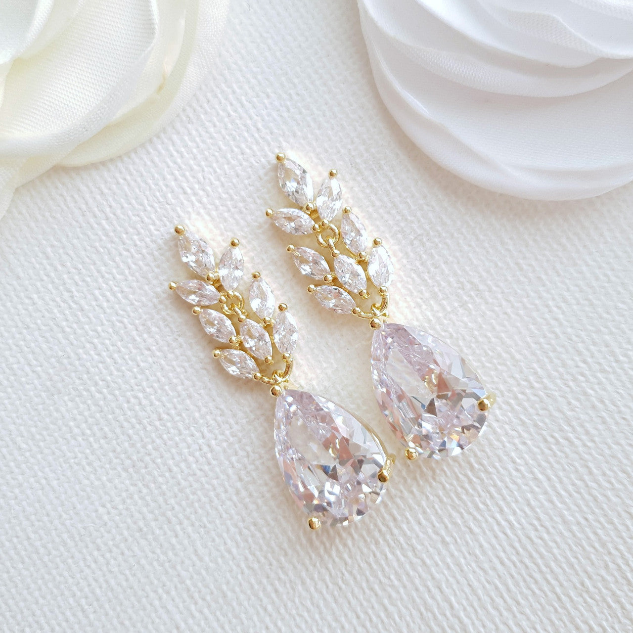 Gold Leaf Drop Earrings- Willow