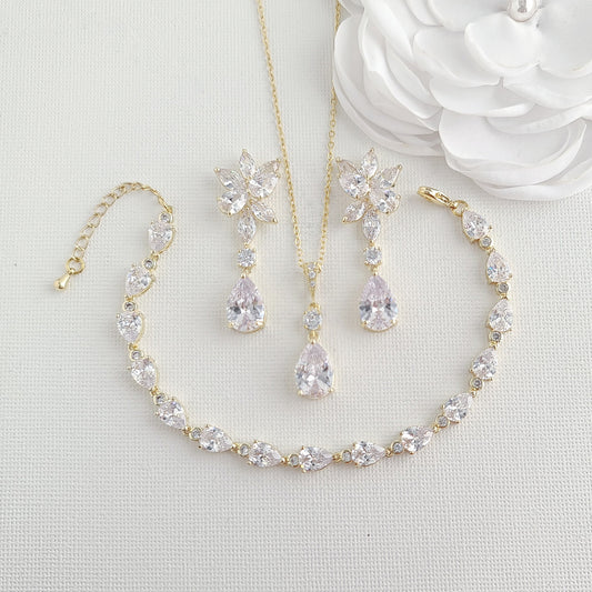 Pink Gold Wedding Jewellery Set-Ivy