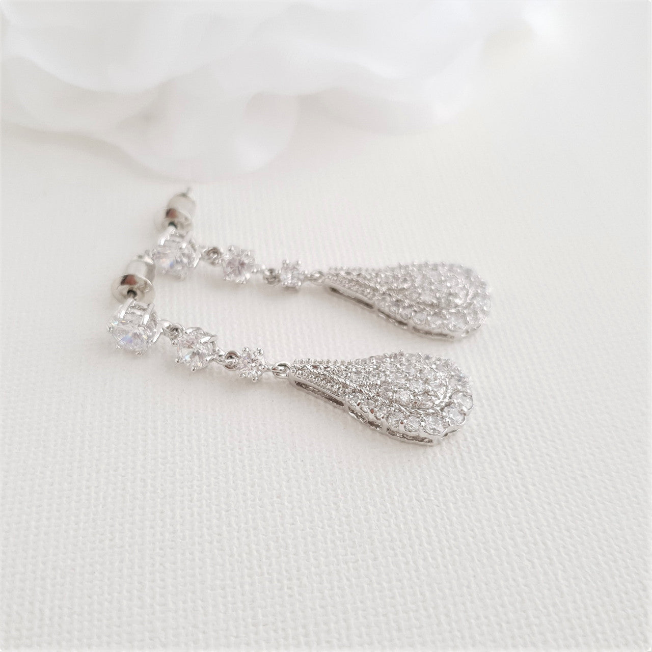 Pear Shaped Drop Earrings for Brides-Chloe