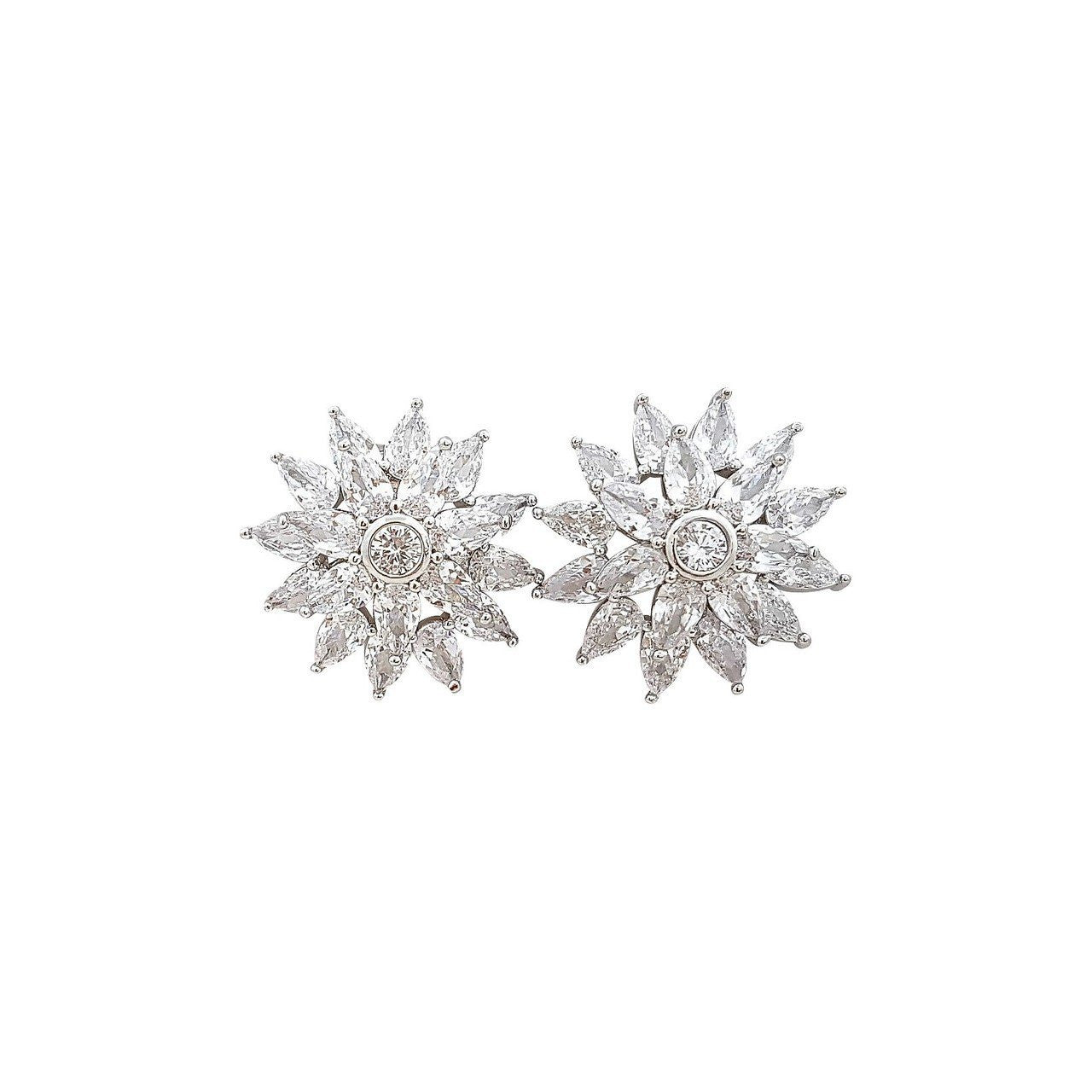 Flower Stud Earrings in Cubic Zirconia