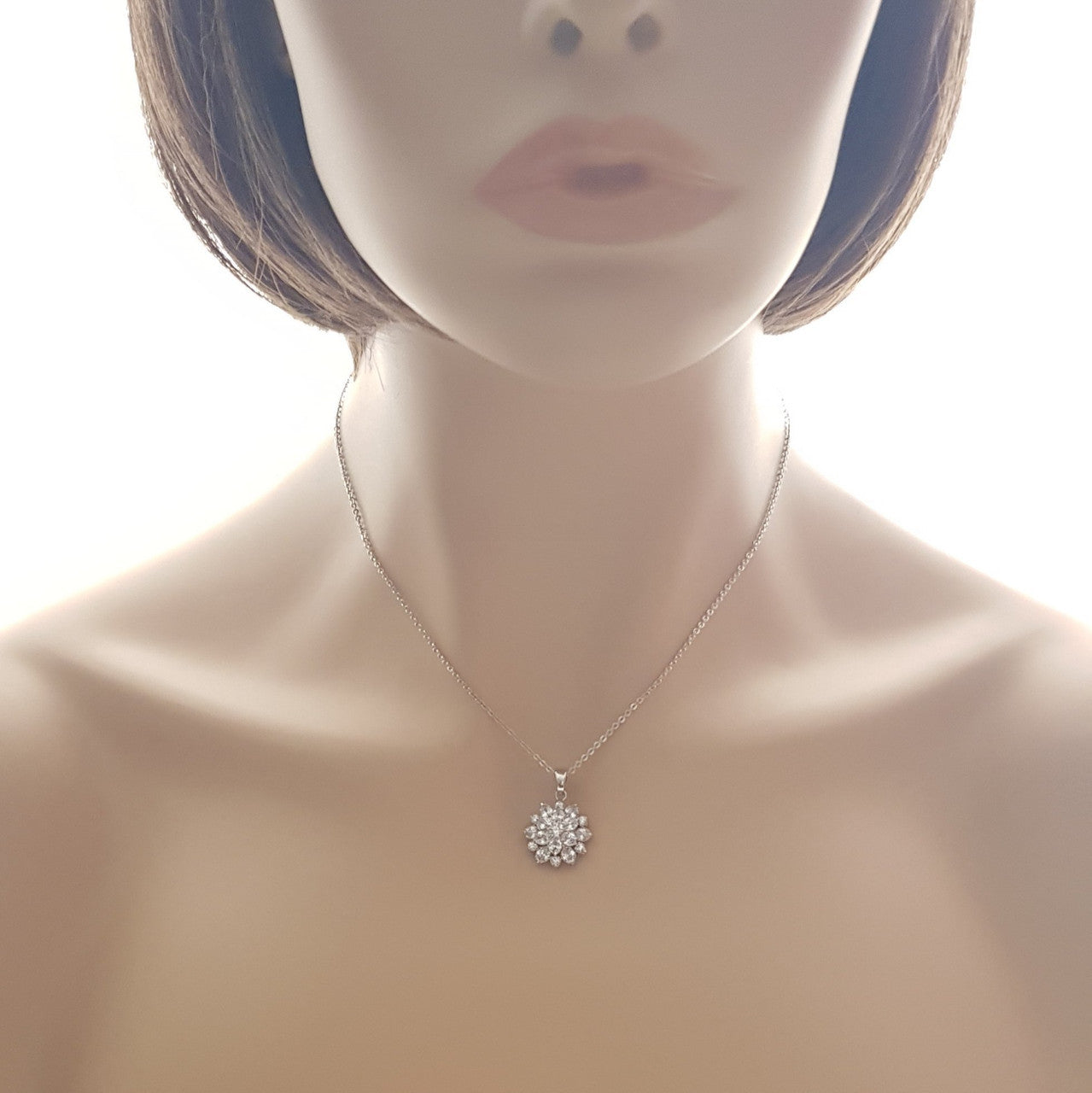 Flower Pendant Necklace in Silver-Floret