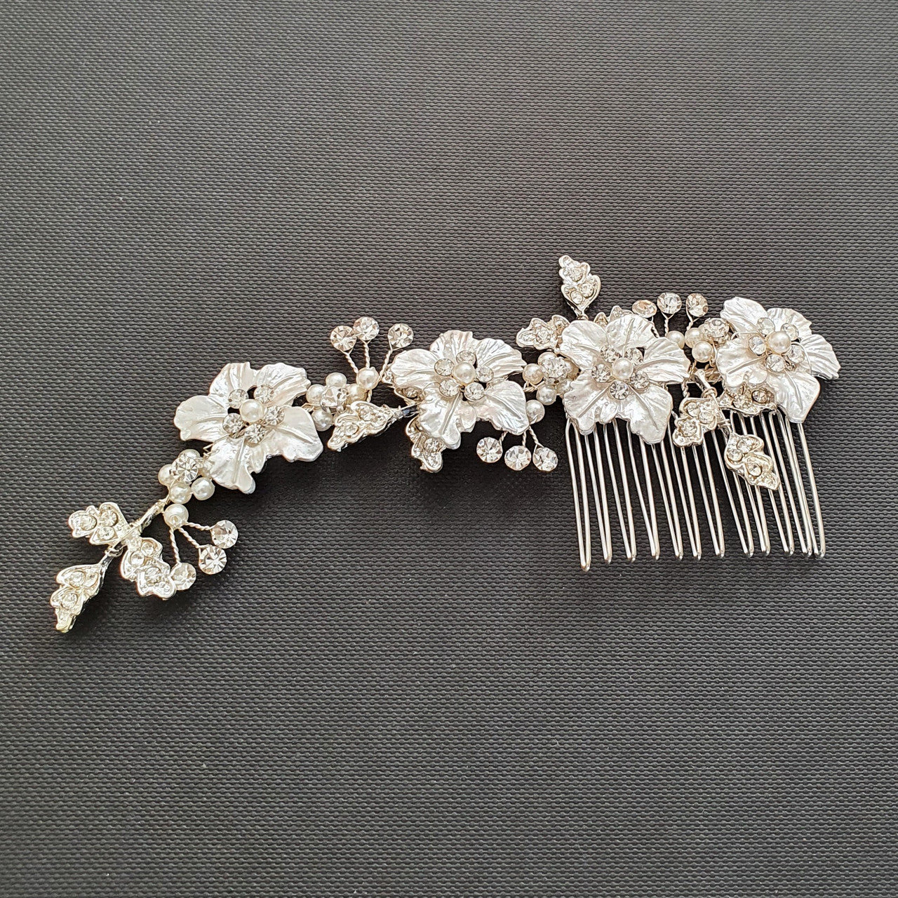 Rose Gold Hair Comb for Brides with Leaf and Flower-Gardenia