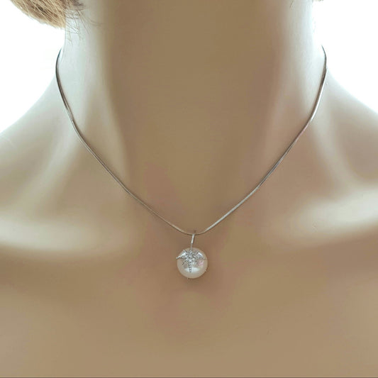 Large Single Pearl Necklace-Leah