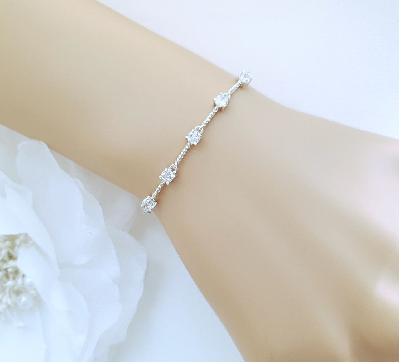 Delicate Silver Wedding Bracelets for Brides & Bridesmaids- Ginger