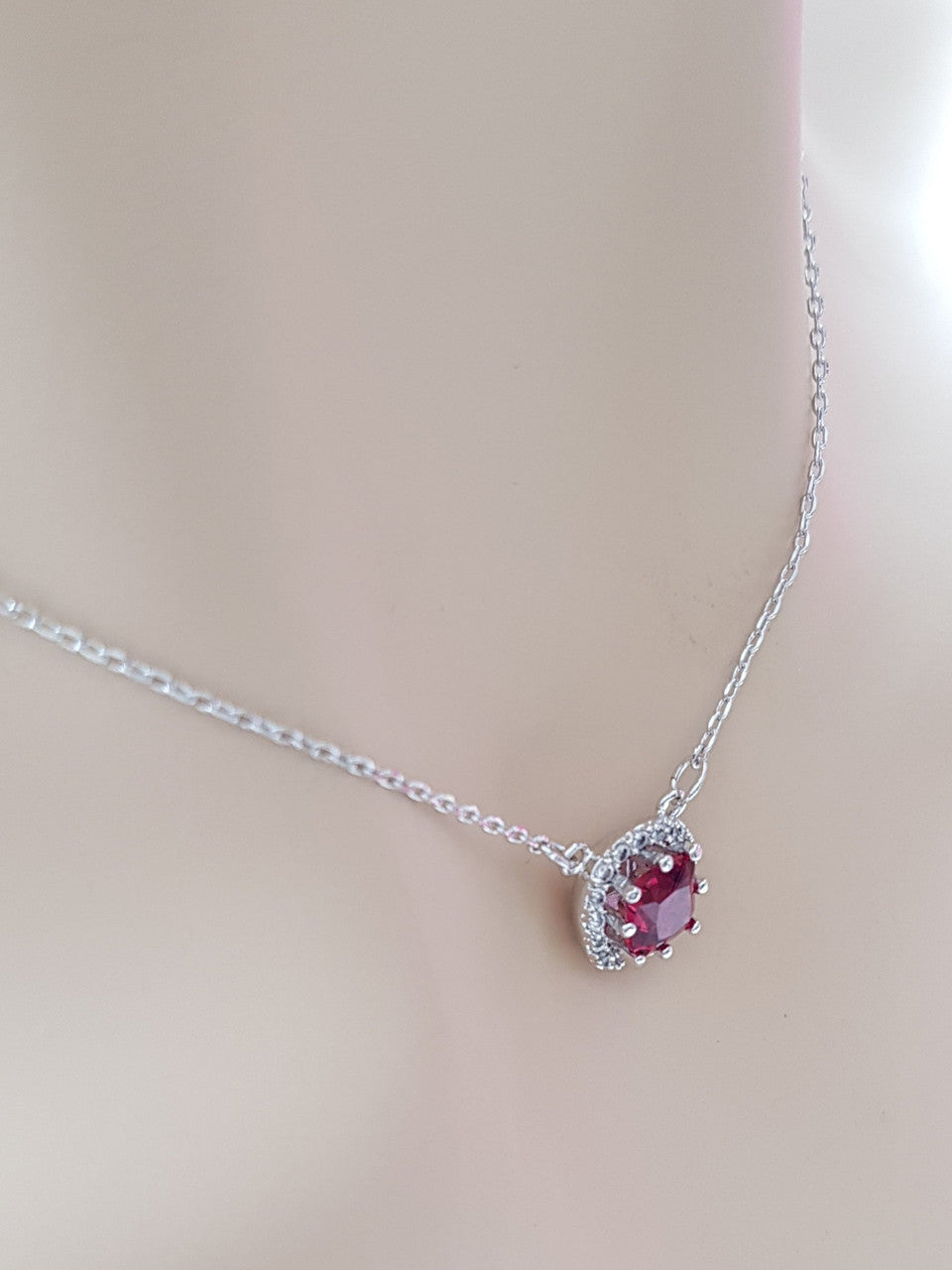 Red CZ Crystal Necklace-Azure Red