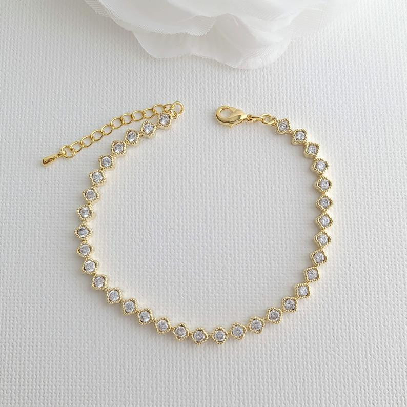 Minimal & Thin CZ Tennis Bracelet for Brides & Weddings- Lisa