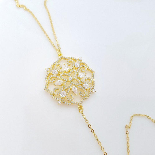 Gold Backless Necklace for Weddings- Sadie