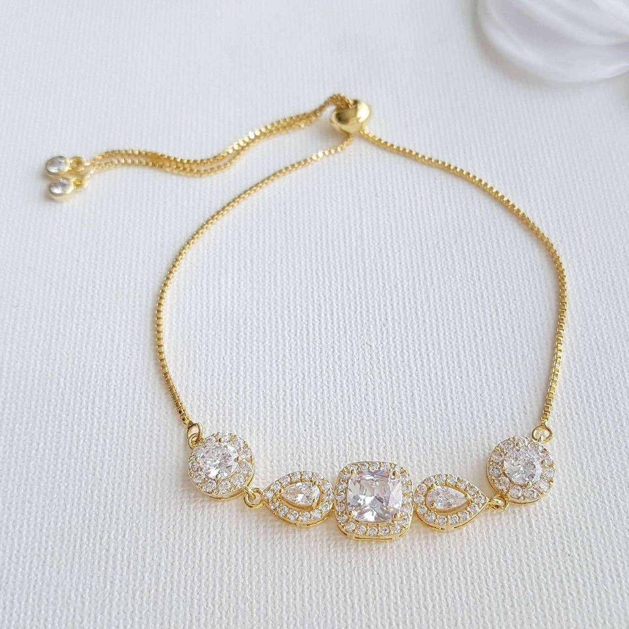 Wedding Gold & Crystal Bracelet- Gianna