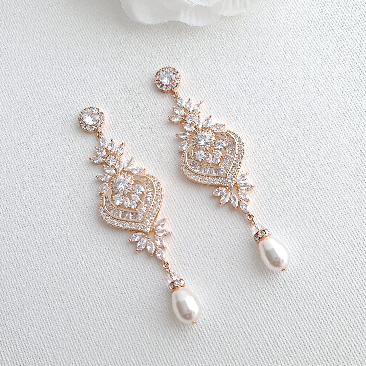Bridal Statement Earrings and Bracelet Set- Rosa