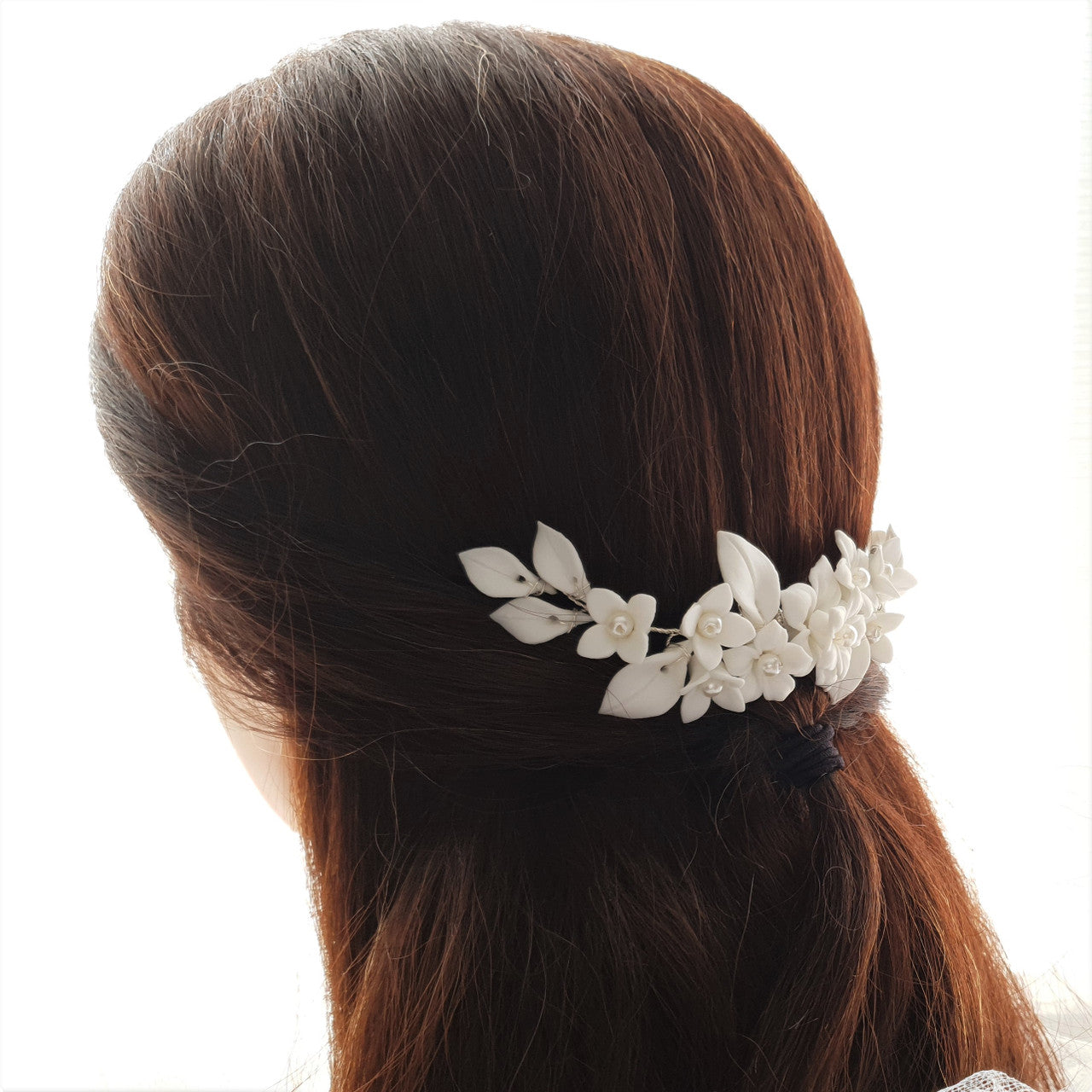 Floral Hair Comb For Brides in Rose Gold- Snow Drops