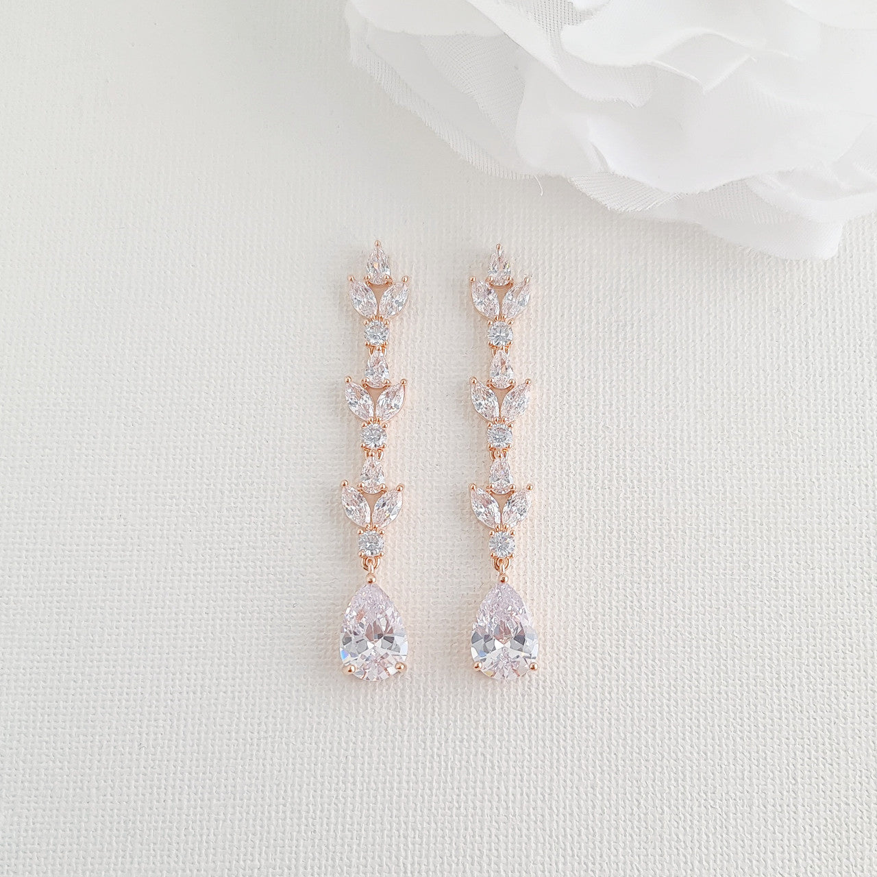 Bride Earrings in Light Gold for Wedding-Anya