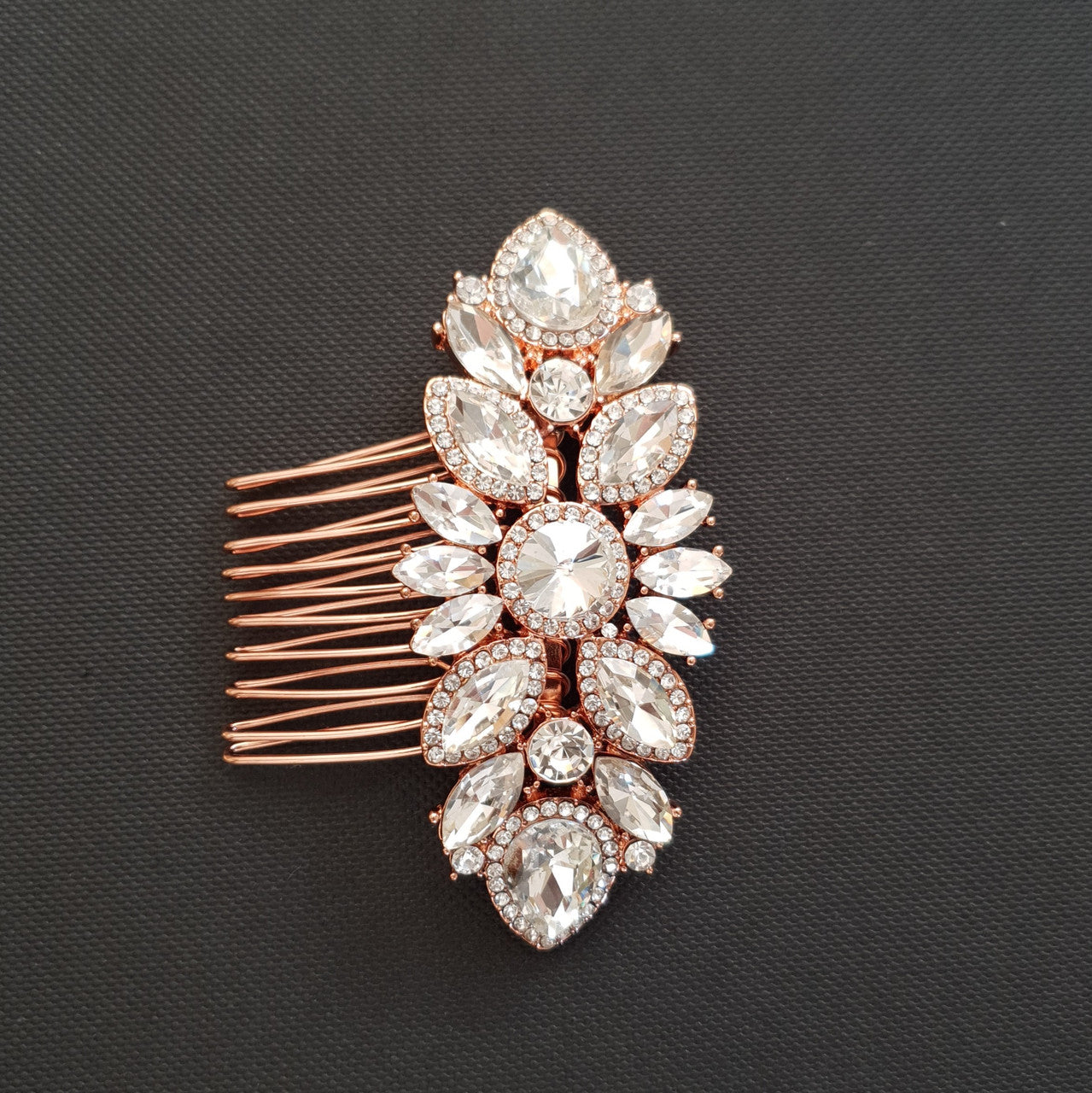 Rose Gold Crystal Wedding Hair Comb-Sophia