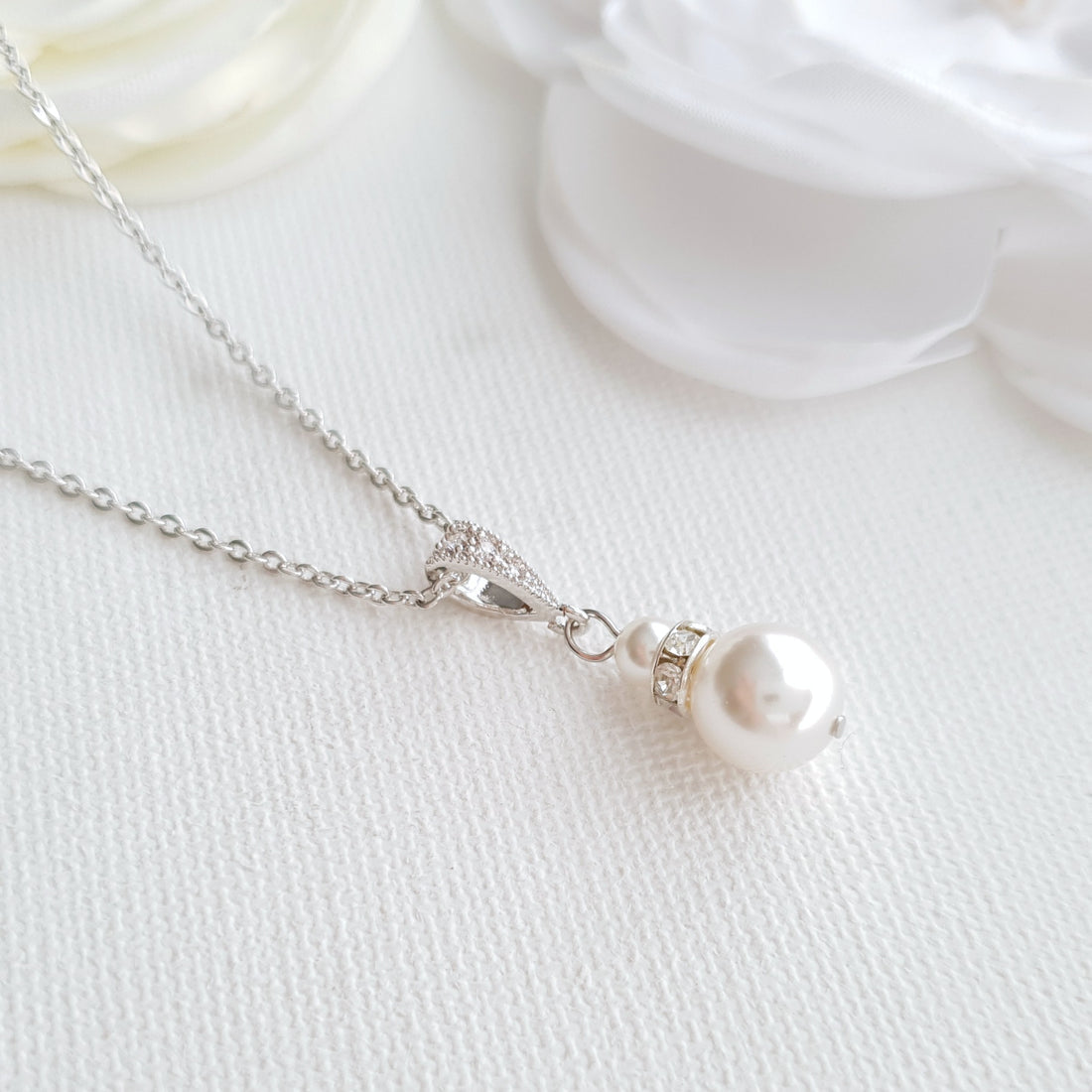 Delicate Pearl Bridal Jewelry Set: Lightweight Dangle Earrings & Necklace for Timeless Style- Hope