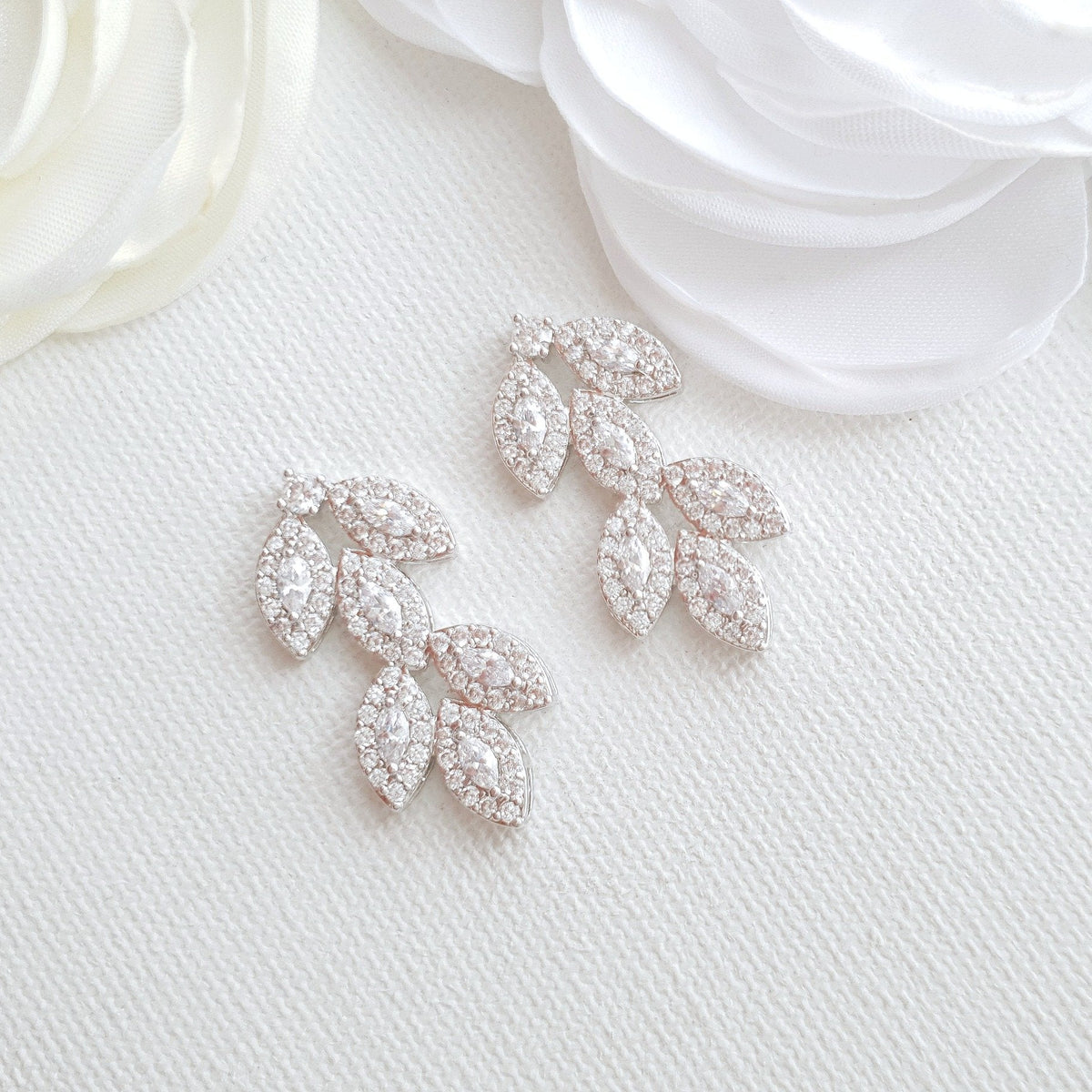 Leaf Stud Earrings Silver- Abby - PoetryDesigns