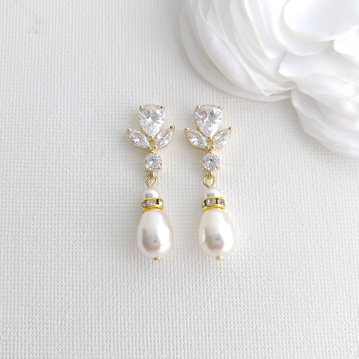 Pearl Drop Clip-On Earrings for Non-Pierced Brides and Bridesmaids - Nicole
