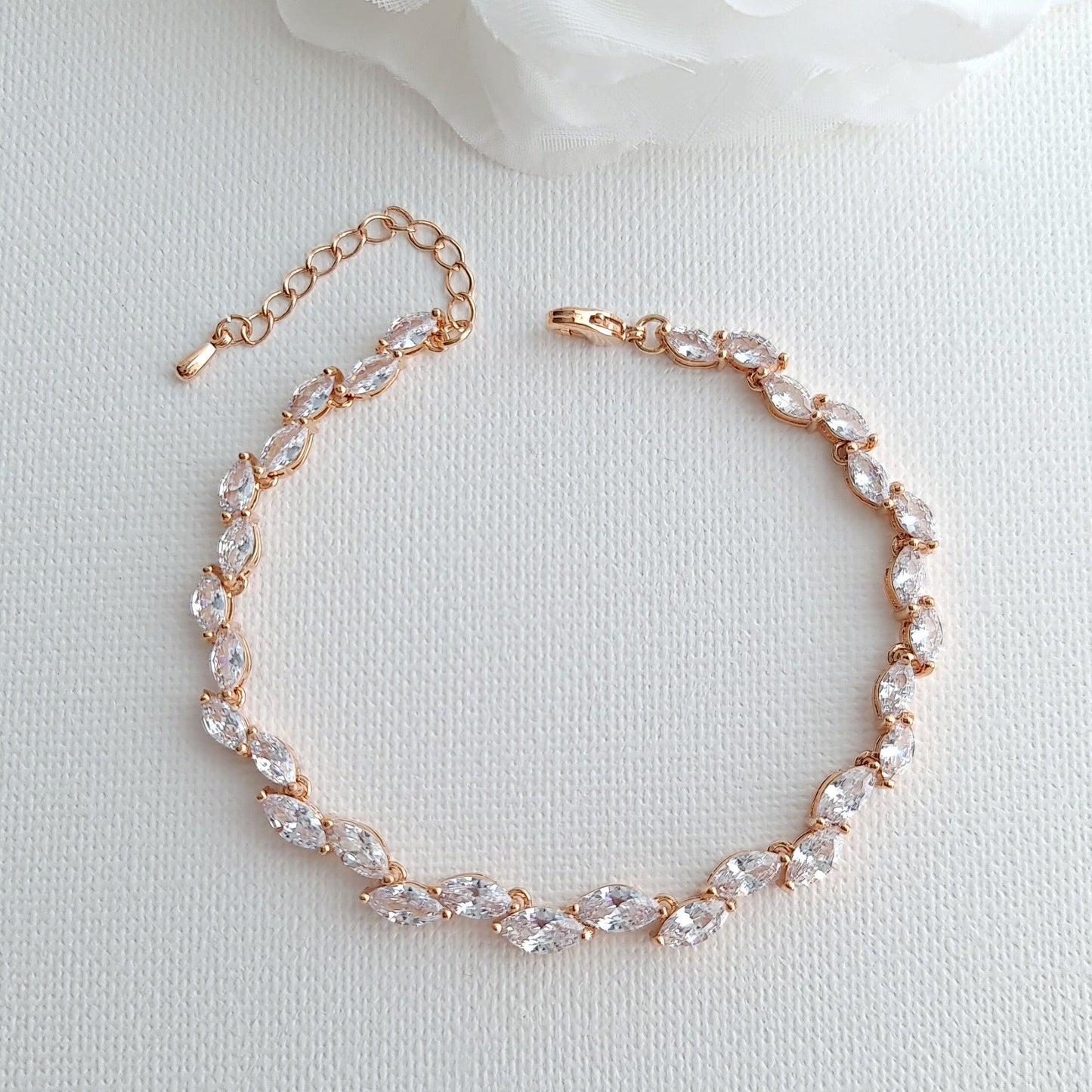 Rose Gold Jewellery Set of Earrings, Necklace, Bracelet -Belle