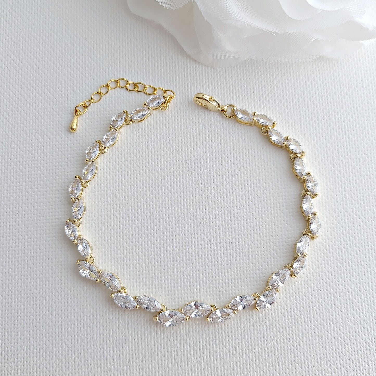 Leaf Wedding Bracelet and Earrings Set in Silver-Taylor