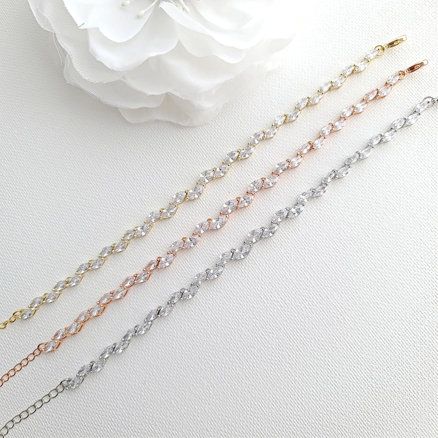 Rose Gold Jewellery Set of Earrings, Necklace, Bracelet -Belle