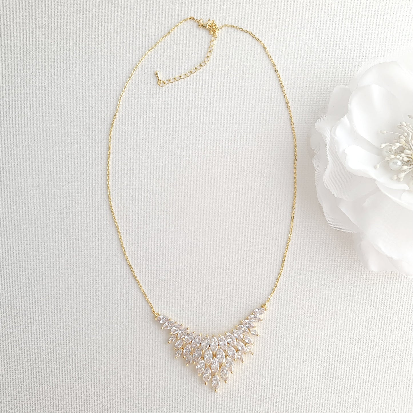 CZ Leaf Gold Jewellery Set for Weddings-Belle