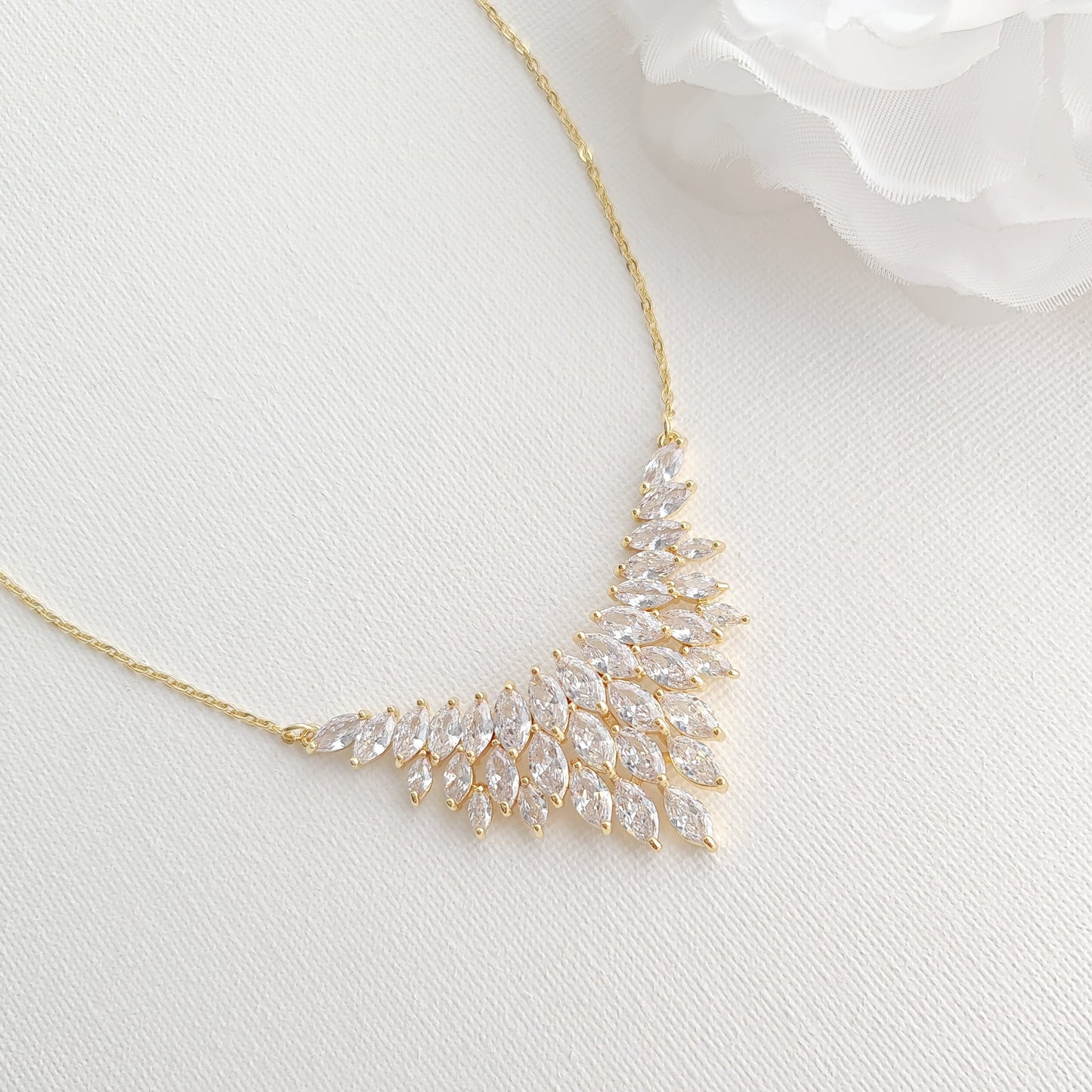 CZ Leaf Gold Jewellery Set for Weddings-Belle