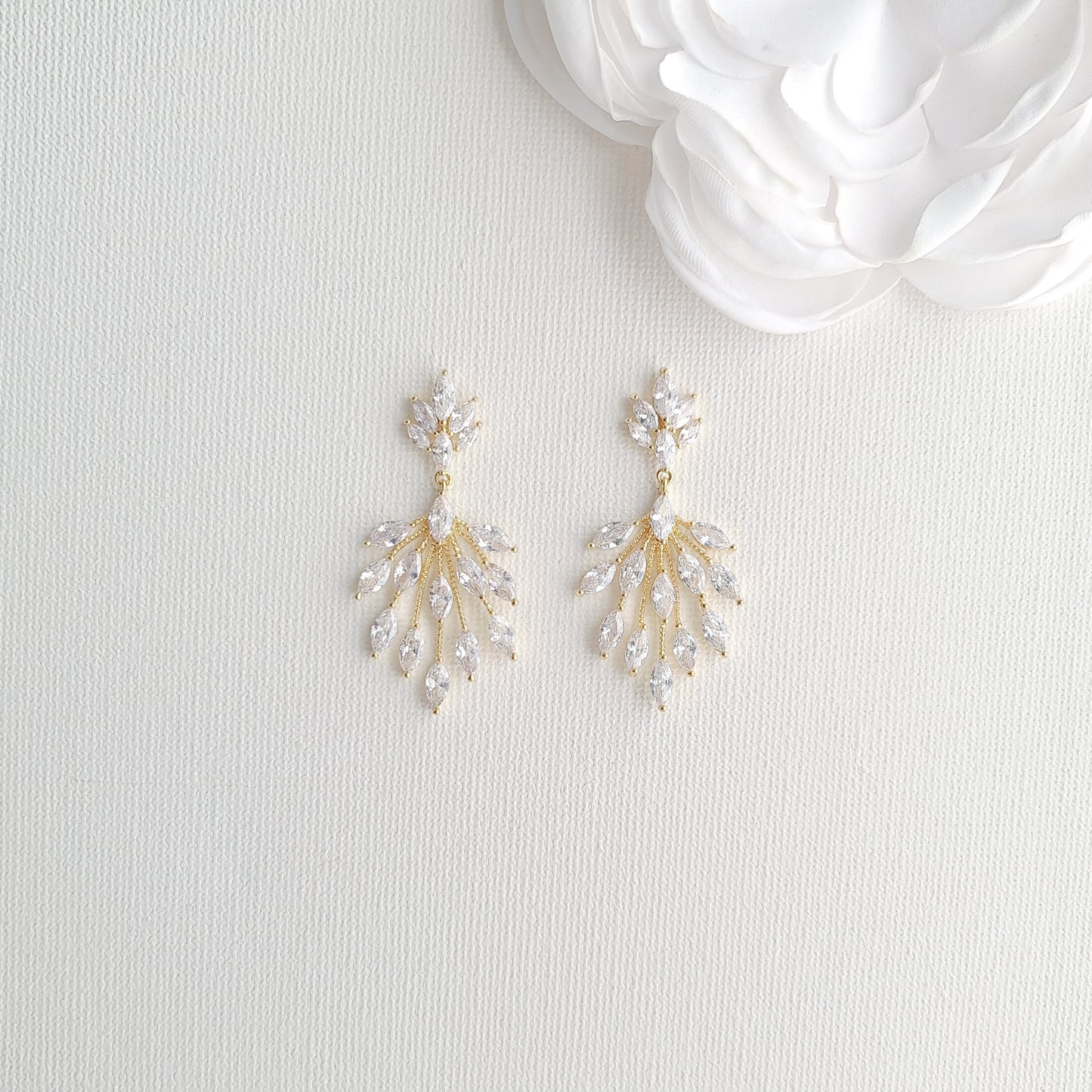 CZ Leaf Gold Jewellery Set for Weddings-Belle