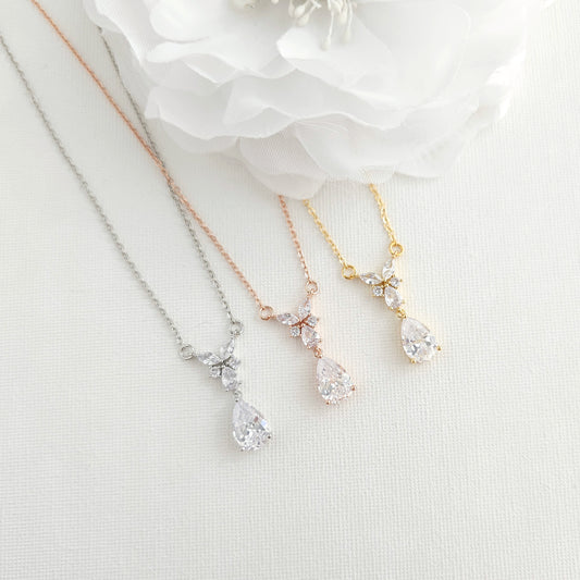 Teardrop Marquise Pendant Necklace for Wedding and Occasions-Anne